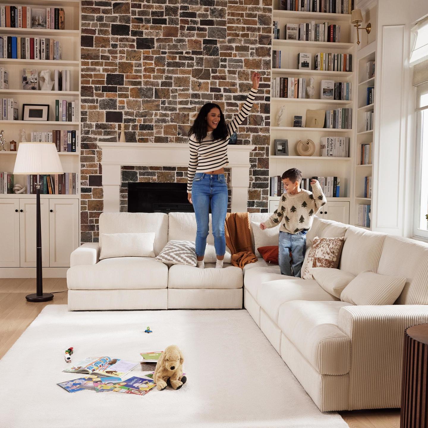 Amazon.com: POVISON Corduroy Modular Sectional Sofa Couch for